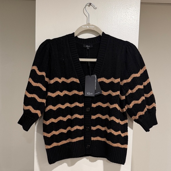 rails Sweaters - NWT Rails Isla Stripe Cardigan in a black and camel colorway. Size M